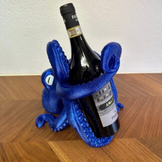 Oktopus Weinflaschenhalter Blau mit Flasche