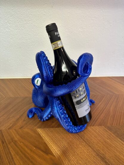 Oktopus Weinflaschenhalter Blau mit Flasche