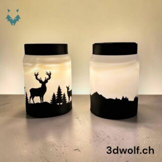 Solar-LED-Lampe &ndash; Bergkette oder Hirsch - klein